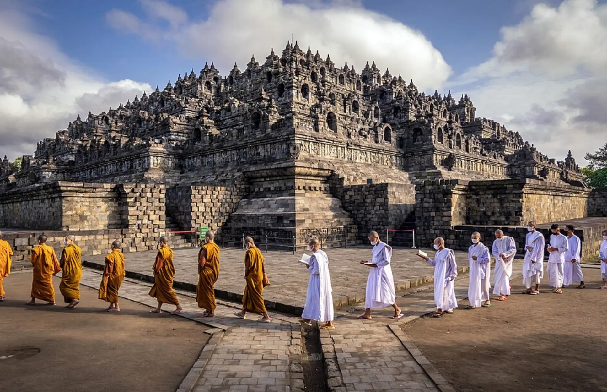 Sunrise over the ancient Borobudur Temple in Central Java